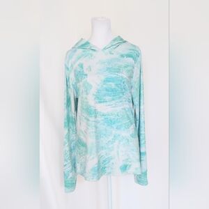 Realtree Size Medium Fishing Aspect Long Sleeve Hoodie Teal Camo